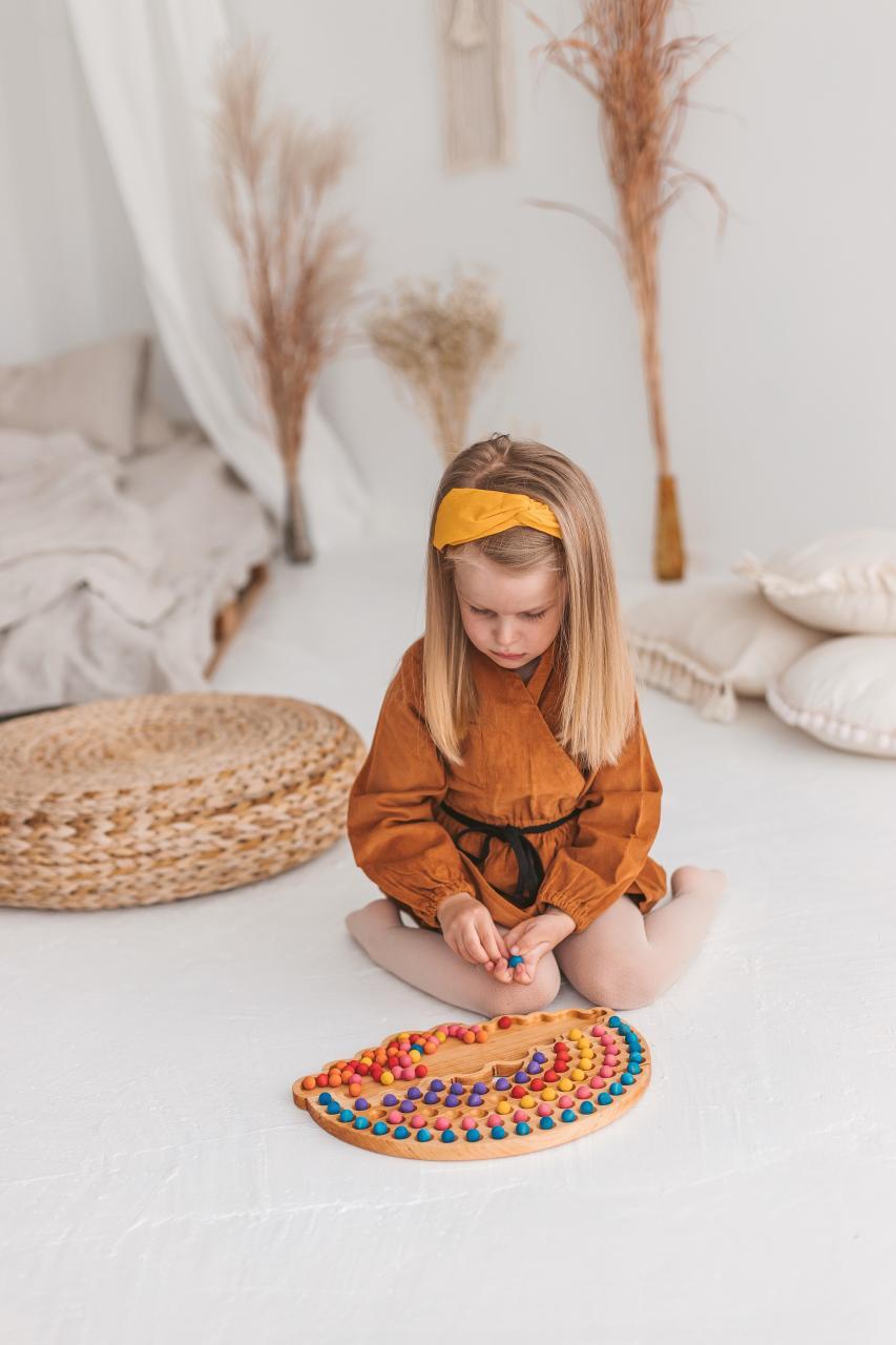 Rainbow Wooden Toy Color Sorting Educational Preschool Montessori Toys Learning