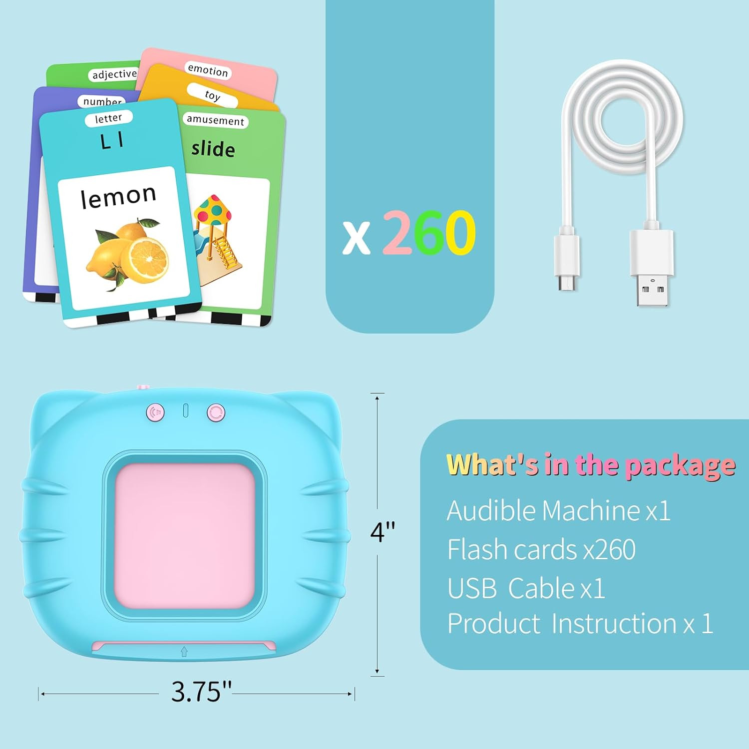520 ABC Sight Words Talking Flash Cards with Number/Shapes/Letters/Colors, Etc