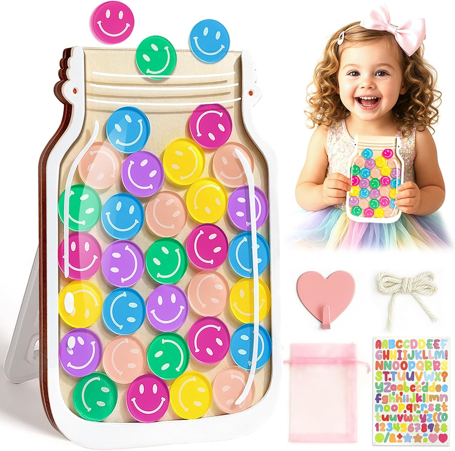 Magnetic Reward Jars for Kids – Smiley Tokens Behavior Chart System SHIPS FREE