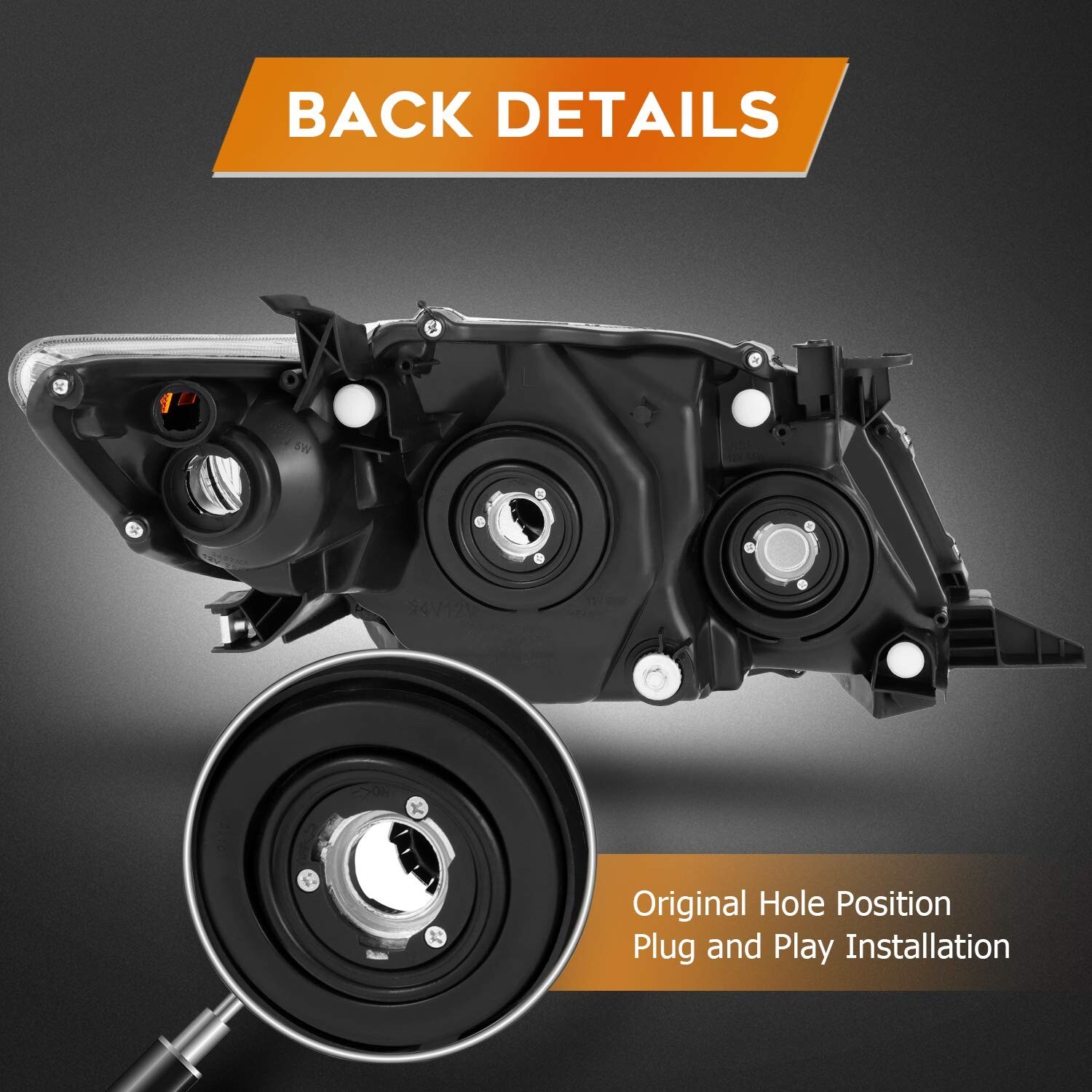 Headlight Assembly for Toyota Corolla 2009 2010 Black Housing Amber Reflector…