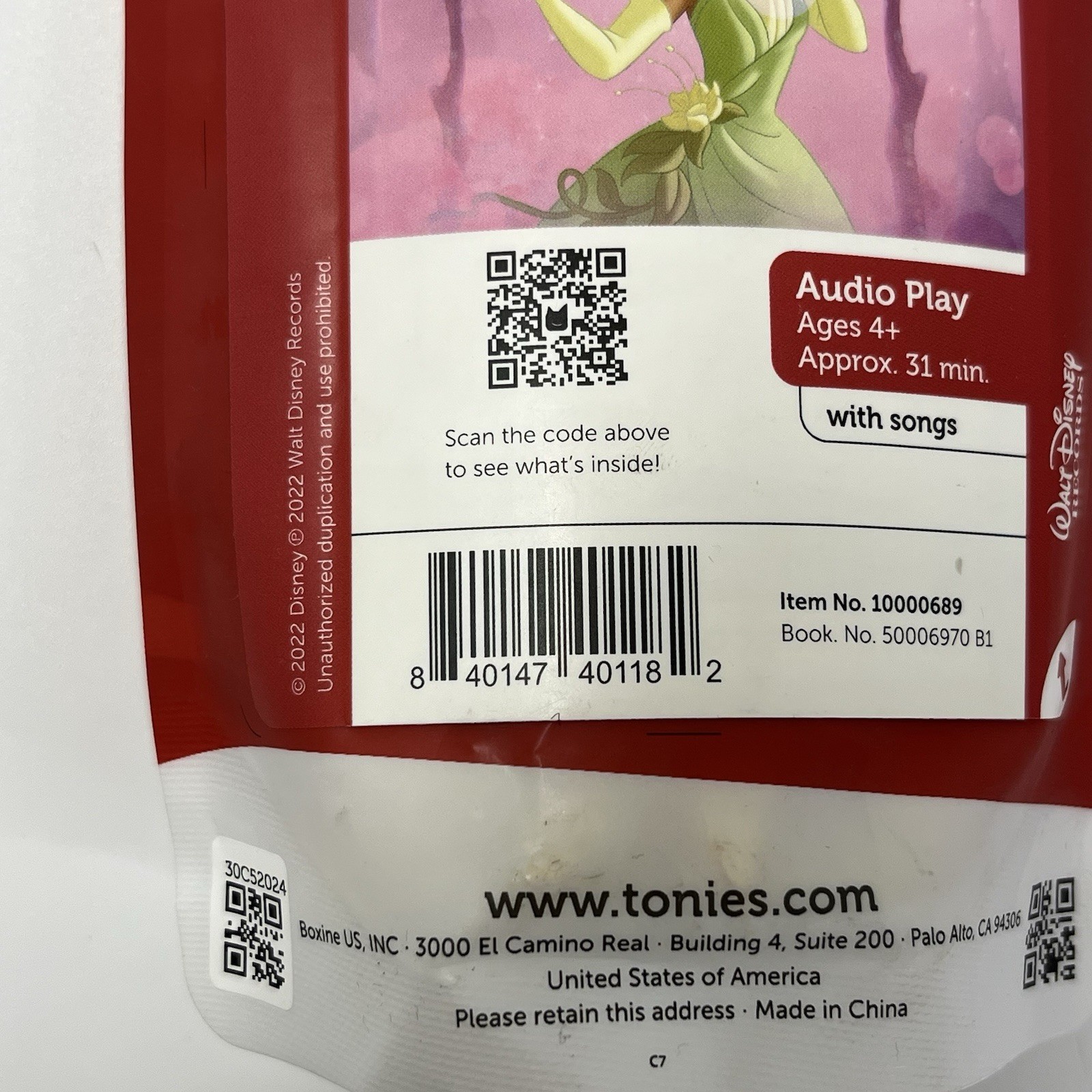 Tonies Disney Princess Tiana Tonie Audio Play Figurine – Princess and the Frog