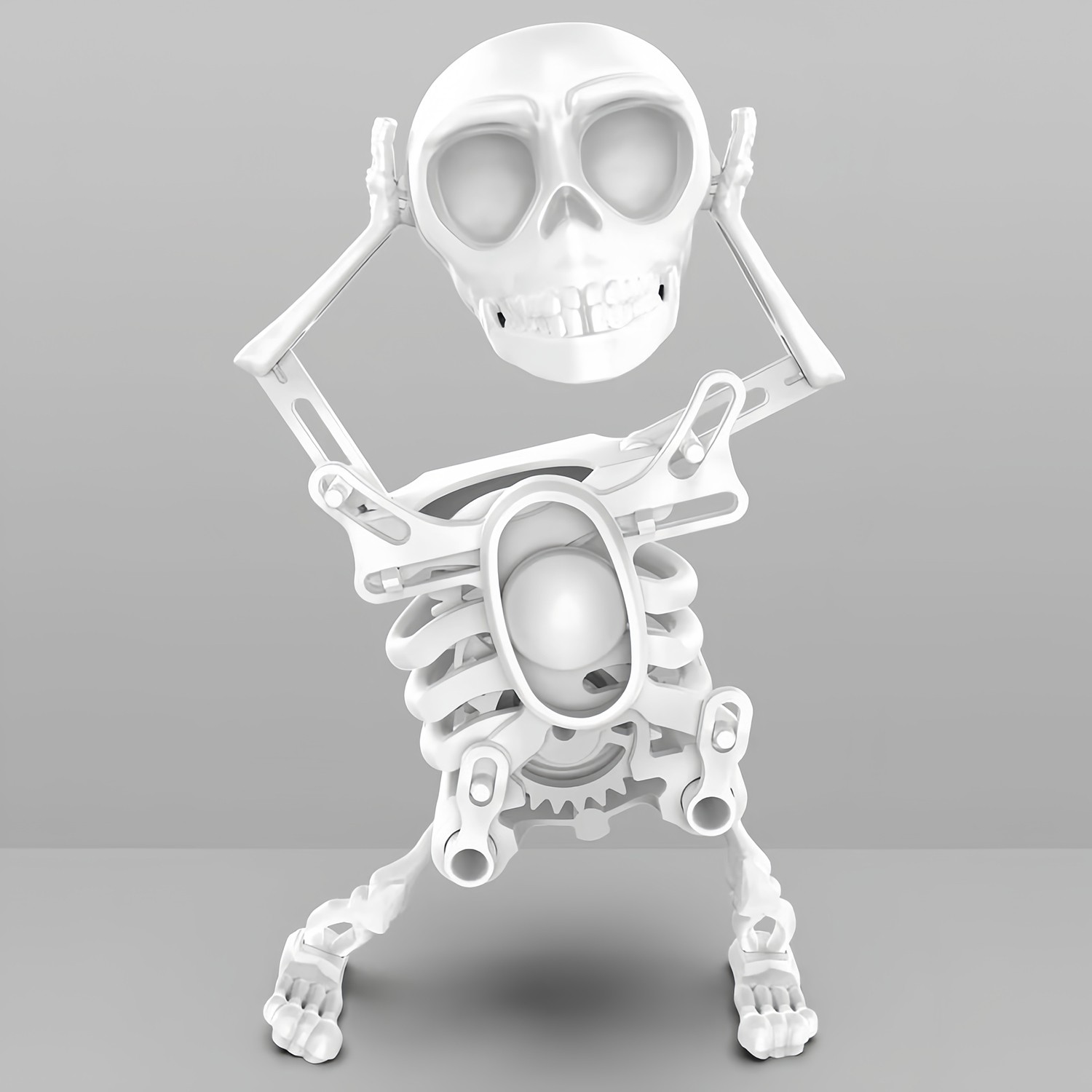 3D Dancing Skeleton Toy Clockwork Spring Self Moving Swinging Skull Bobblehead