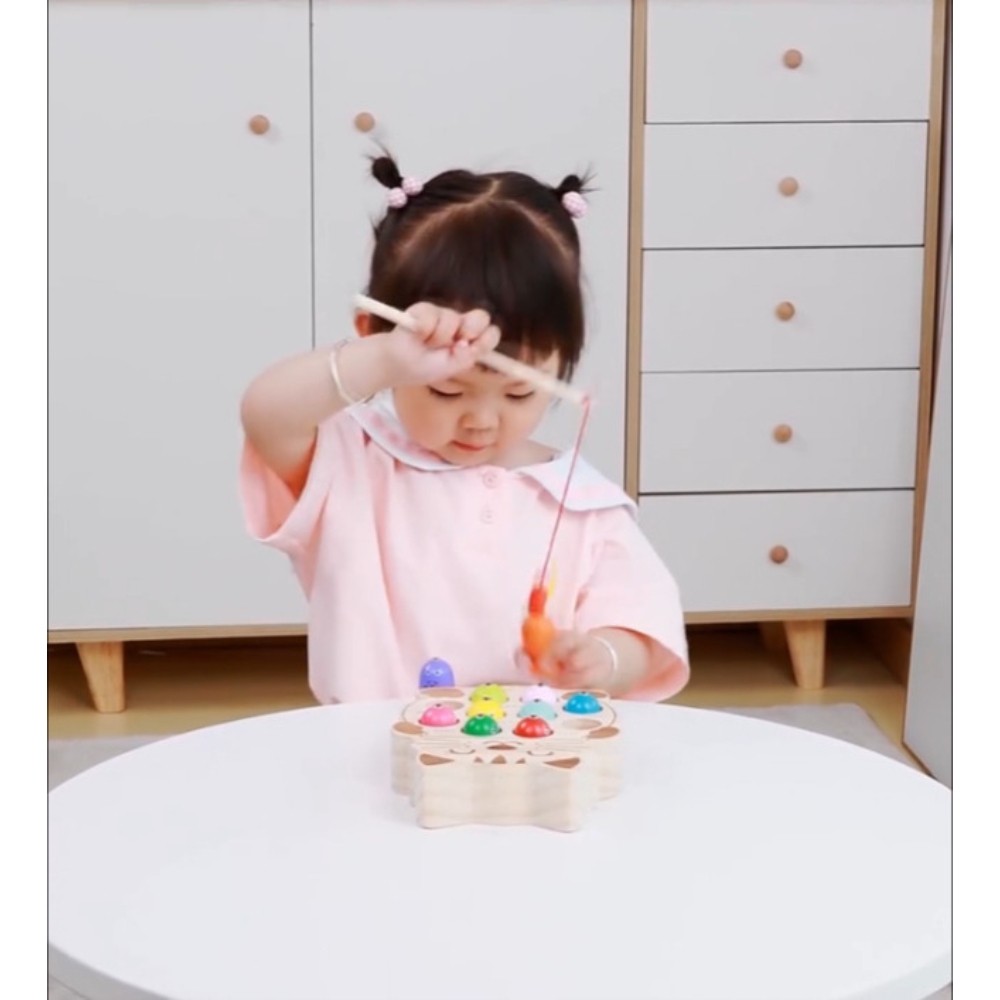 Fishing Game Montessori Toys for Toddlers Magnetic Cat-Shape Fishing for Kids