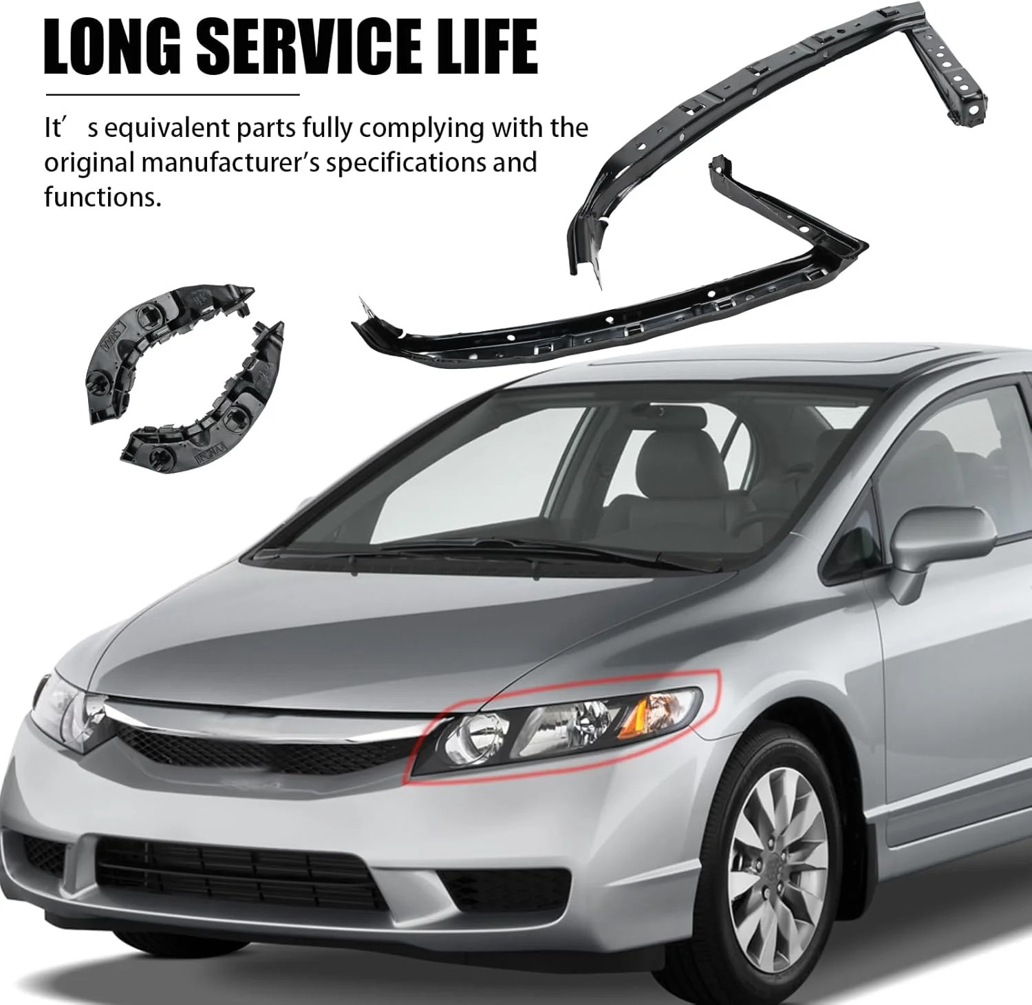 4PCS Front Headlight and Bumper Bracket Kit for 2006-2011 Honda Civic Sedan | Co