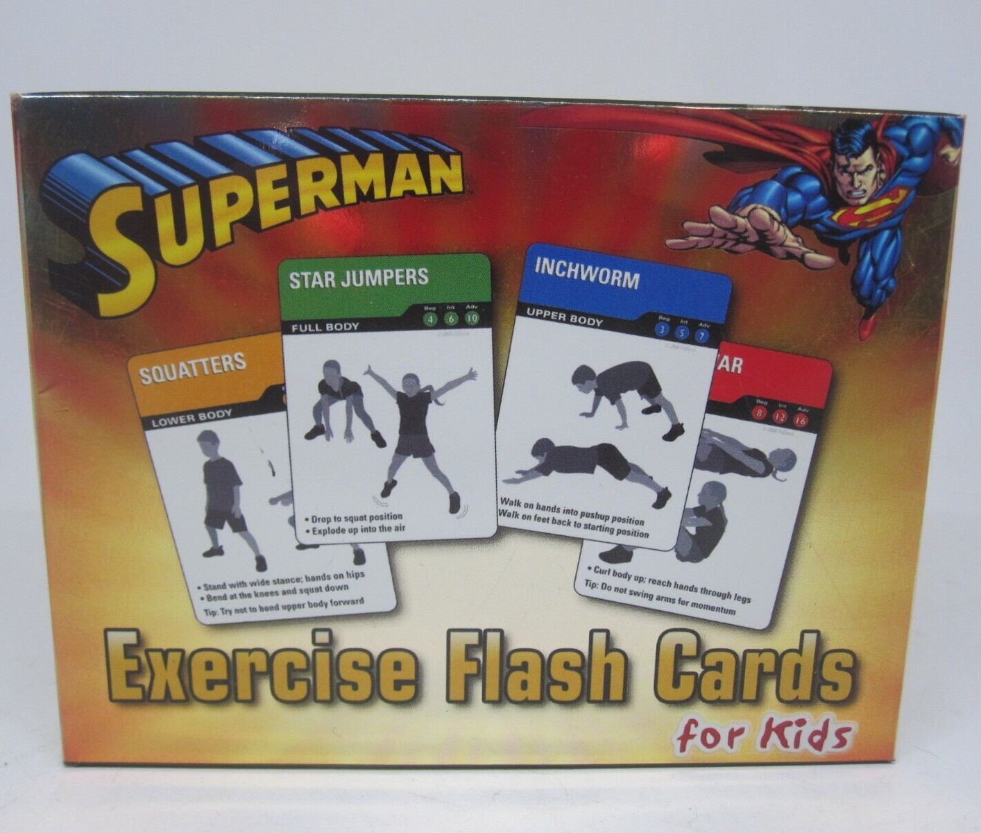 Superman 50 Exercise Education Flash Cards For Kids Ages 4 to 16 NEW