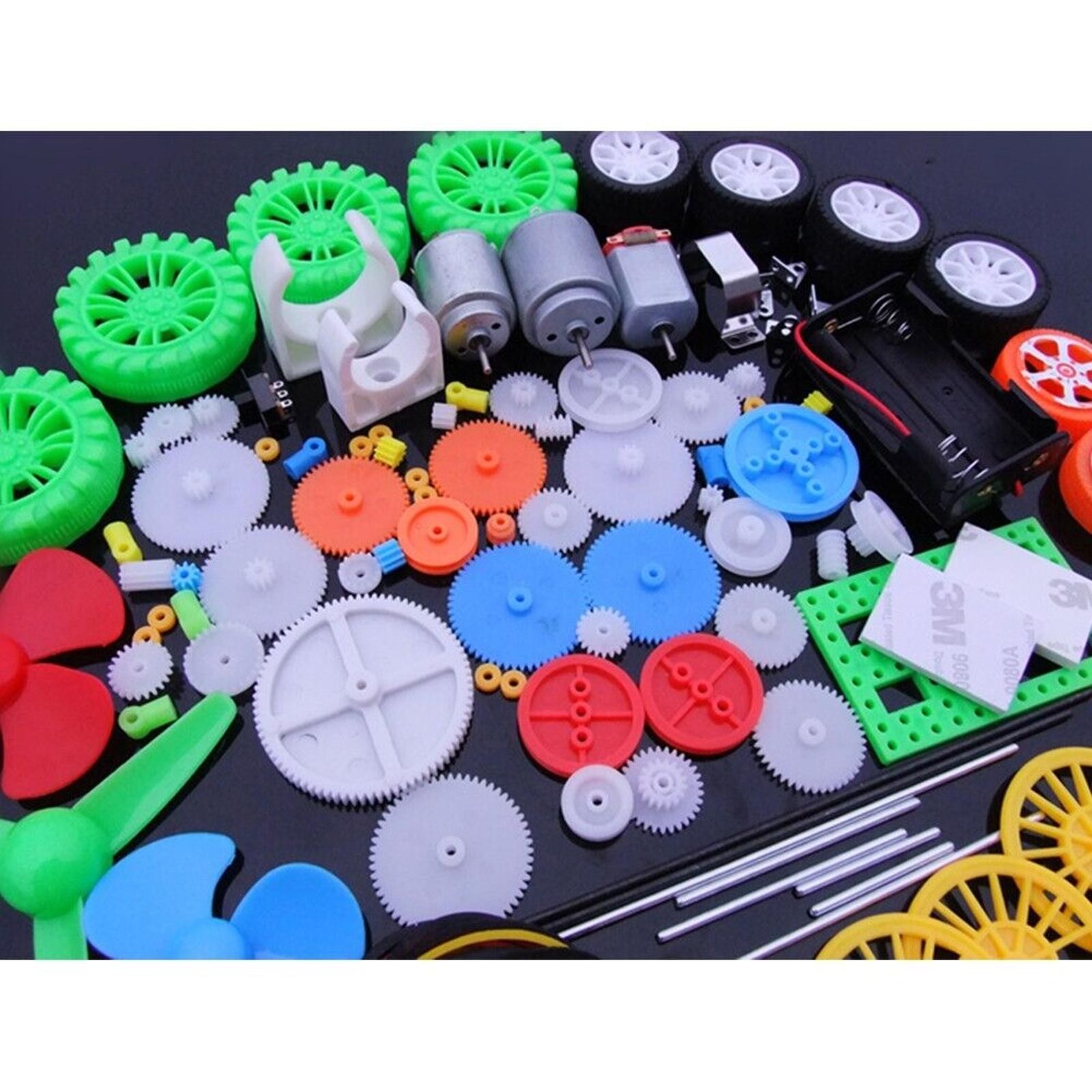 112 IN 1 Plastic Gears Motor Tires DIY Set Car Accessories Educational Toys f