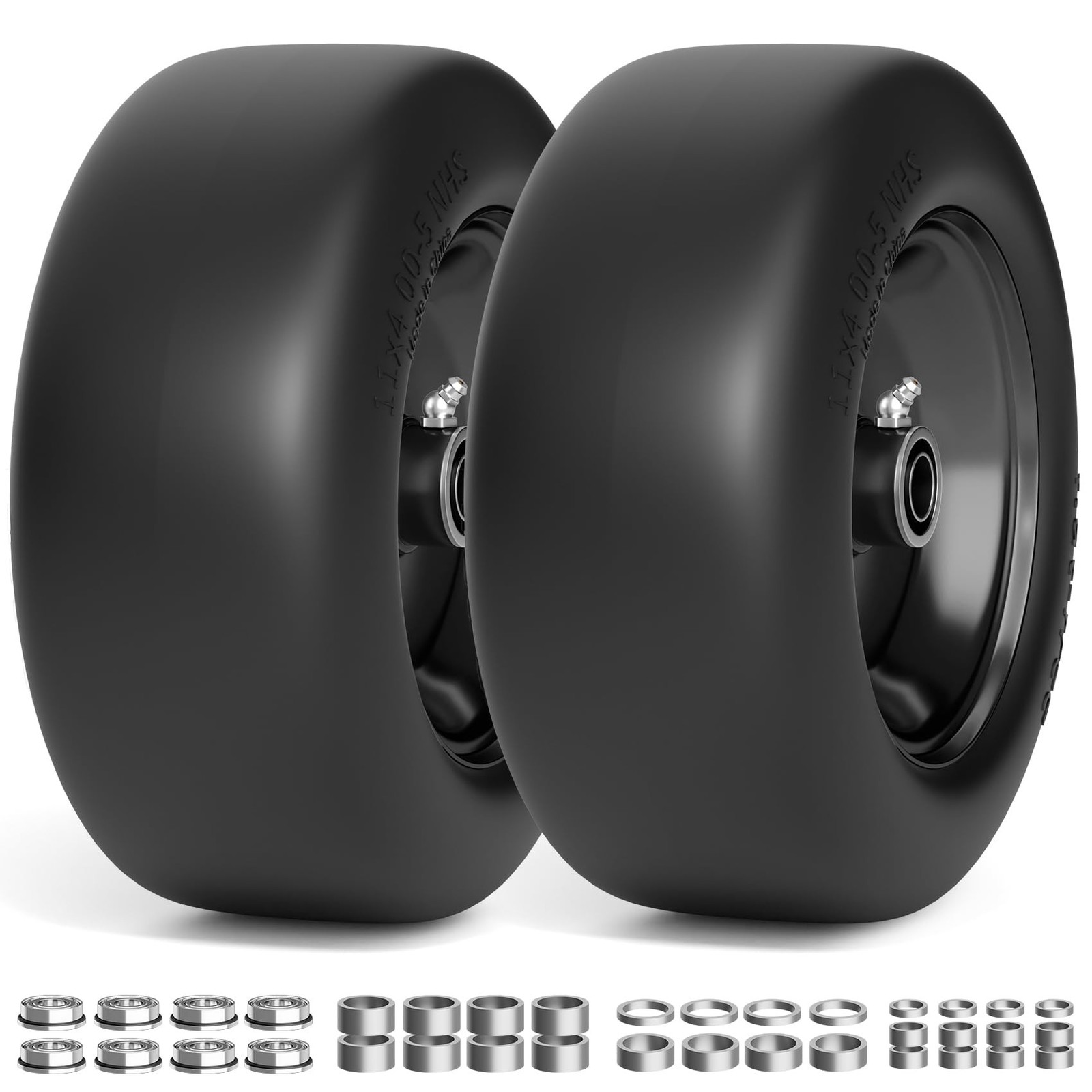 RONPOW 11×4.00-5 Lawn Mower Tires Flat Free and Wheel, 11×4-5 Solid Front Tir…