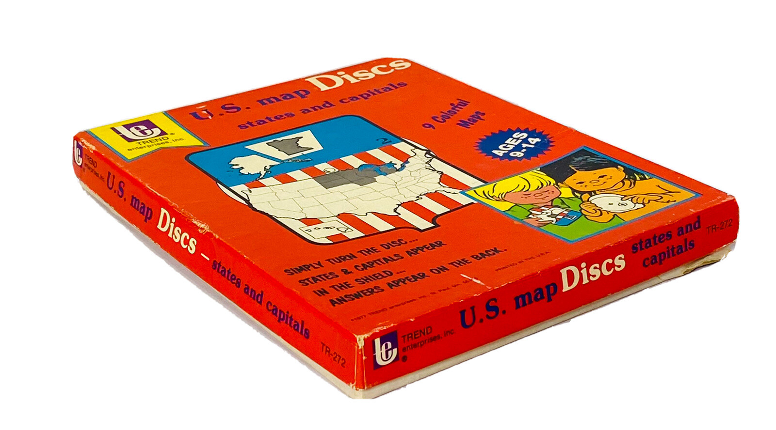 Vintage US Map Discs States and Capitals Children’s Learning Game Homeschool