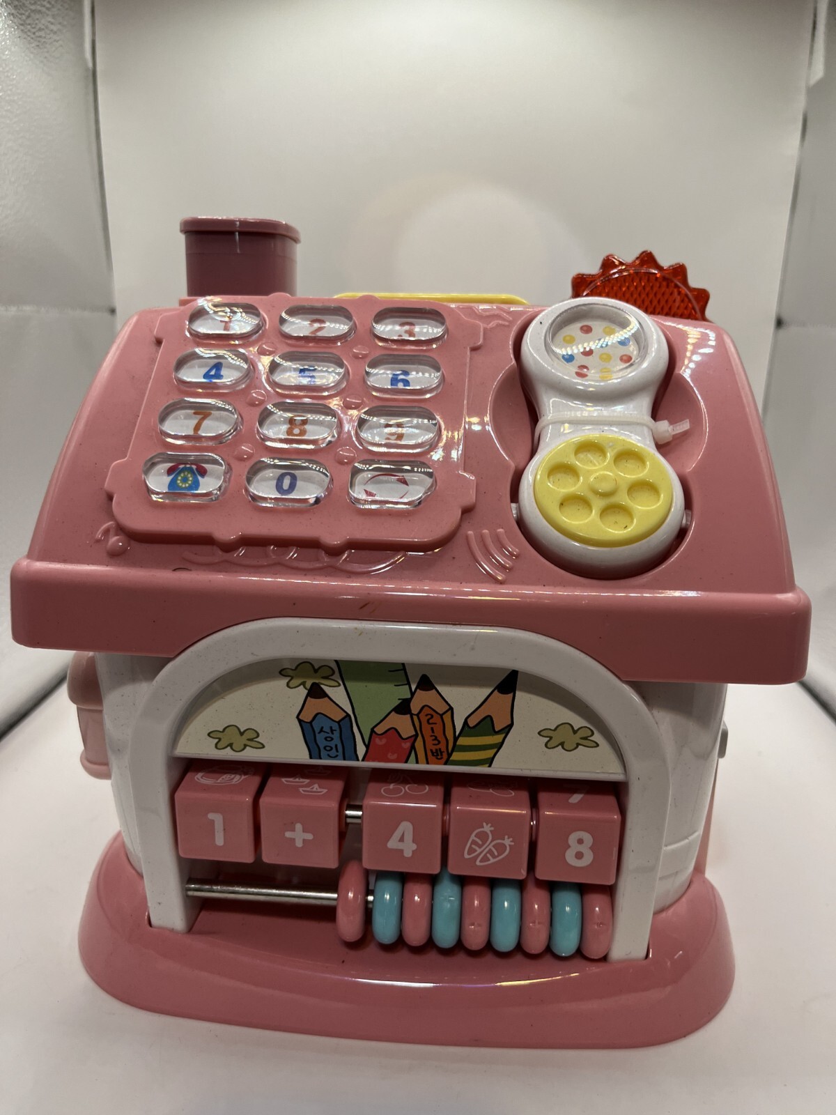 Interactive Toy House Number Pad Telephone Abacus Busy Board Learning Toy 9″