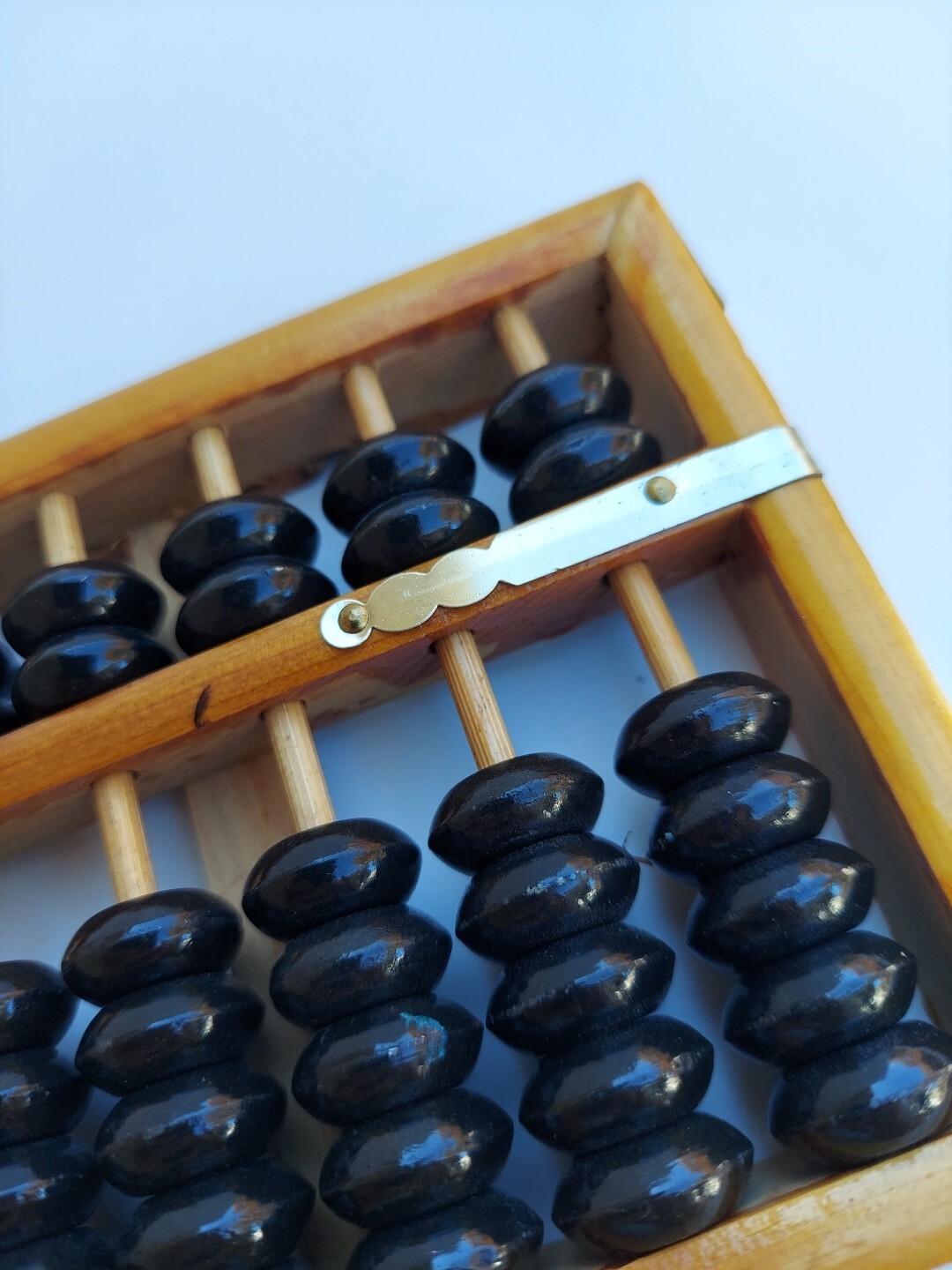 Vintage Abacus 13 Column Wood Calculator 7 Bead Rows 9½ X 4″ Metal Corners