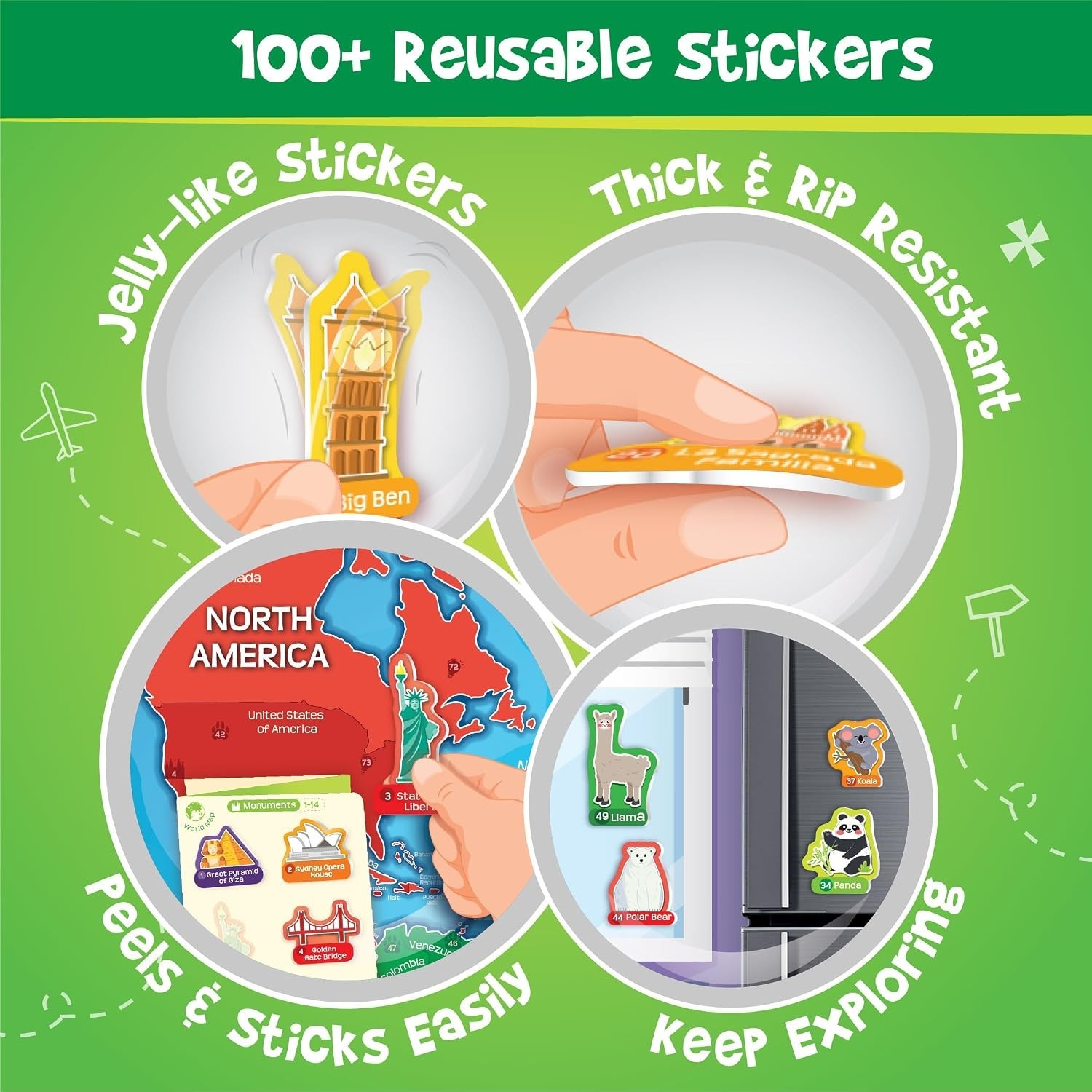 Imagimake Mapology World Map with Reusable Stickers | Educational Toy | Learning