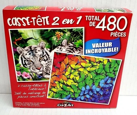 2 IN 1 PUZZLES JIGSAW SET MIXED 480pc TREATS WOLVES TETONS PUPPY PALS RAINBOW