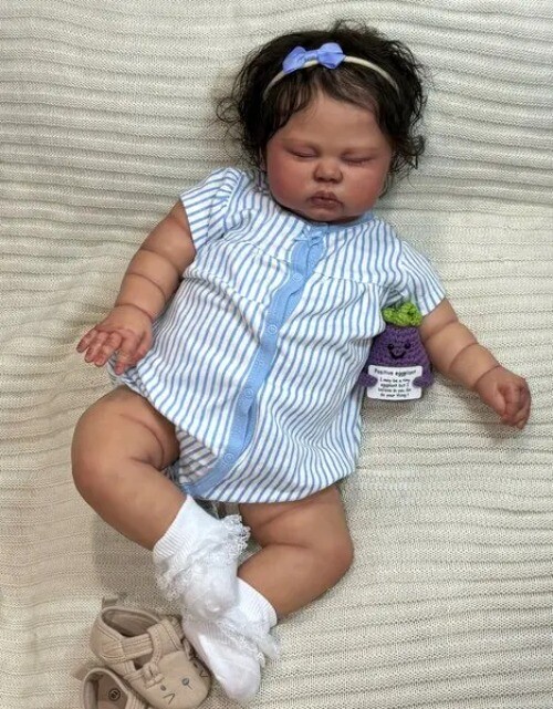 25inch Customized Pickle Reborn Dolls Baby Dark Skin Doll With Hand-Rooted Hair