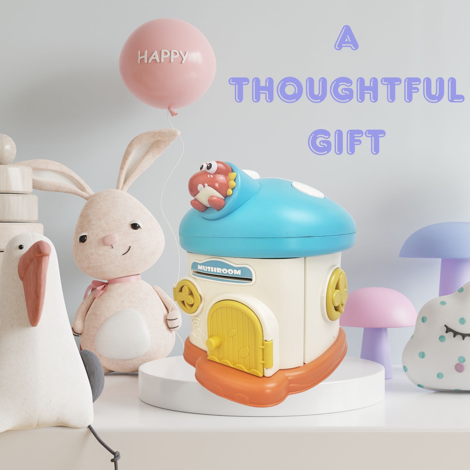 Mushroom House Piggy Bank Kids Secure Lock Money Box 2 Keys BPA Free ASTM