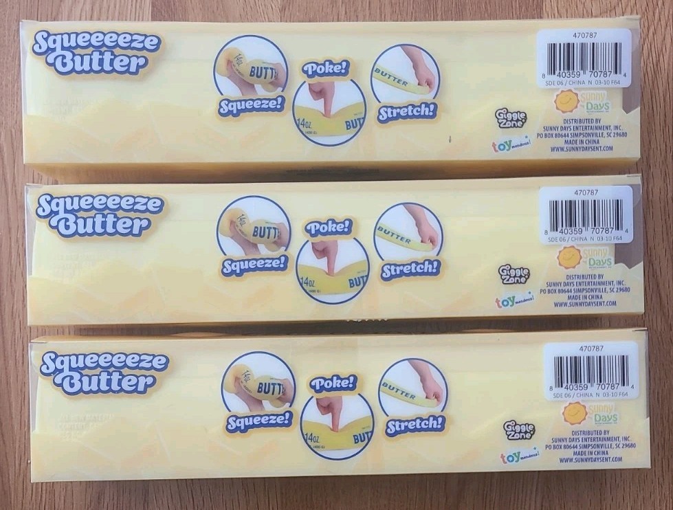 (3) NEW Sunny Days Viral Jumbo Squeezy Butter Squishy Toy Stress Relief LOT OF 3
