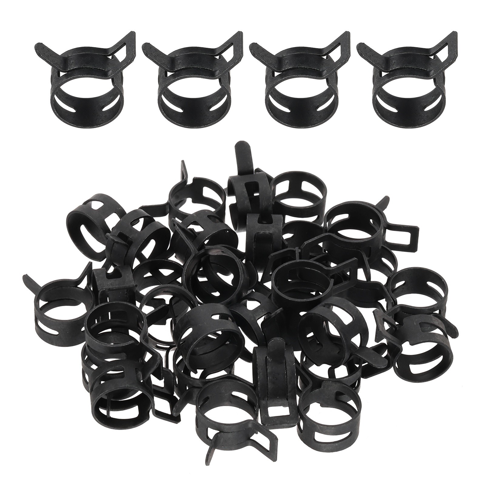 32 Pcs Spring Band Hose Clamps for 16.2-17.9mm OD 0.6″(15mm) ID Black