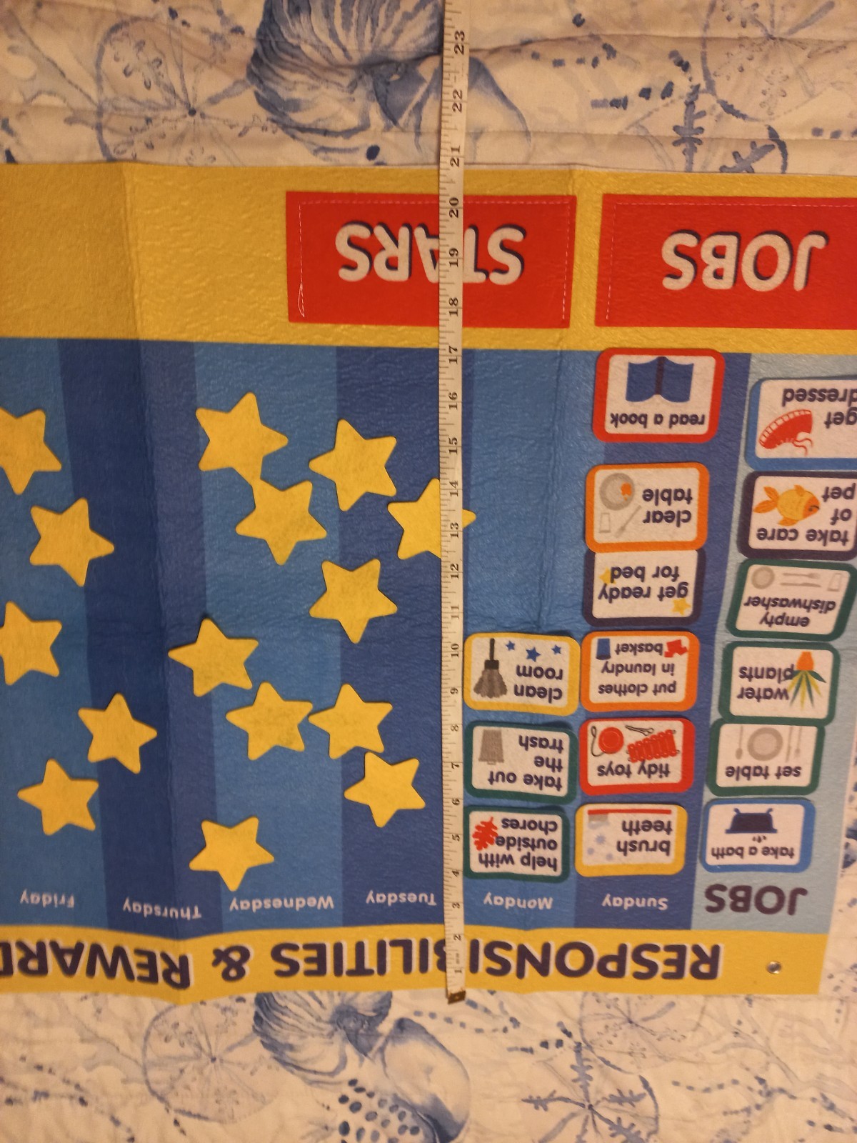 Responsibilities & Rewards Chart Felt Banner 15 Chores & 15 Stars Educational