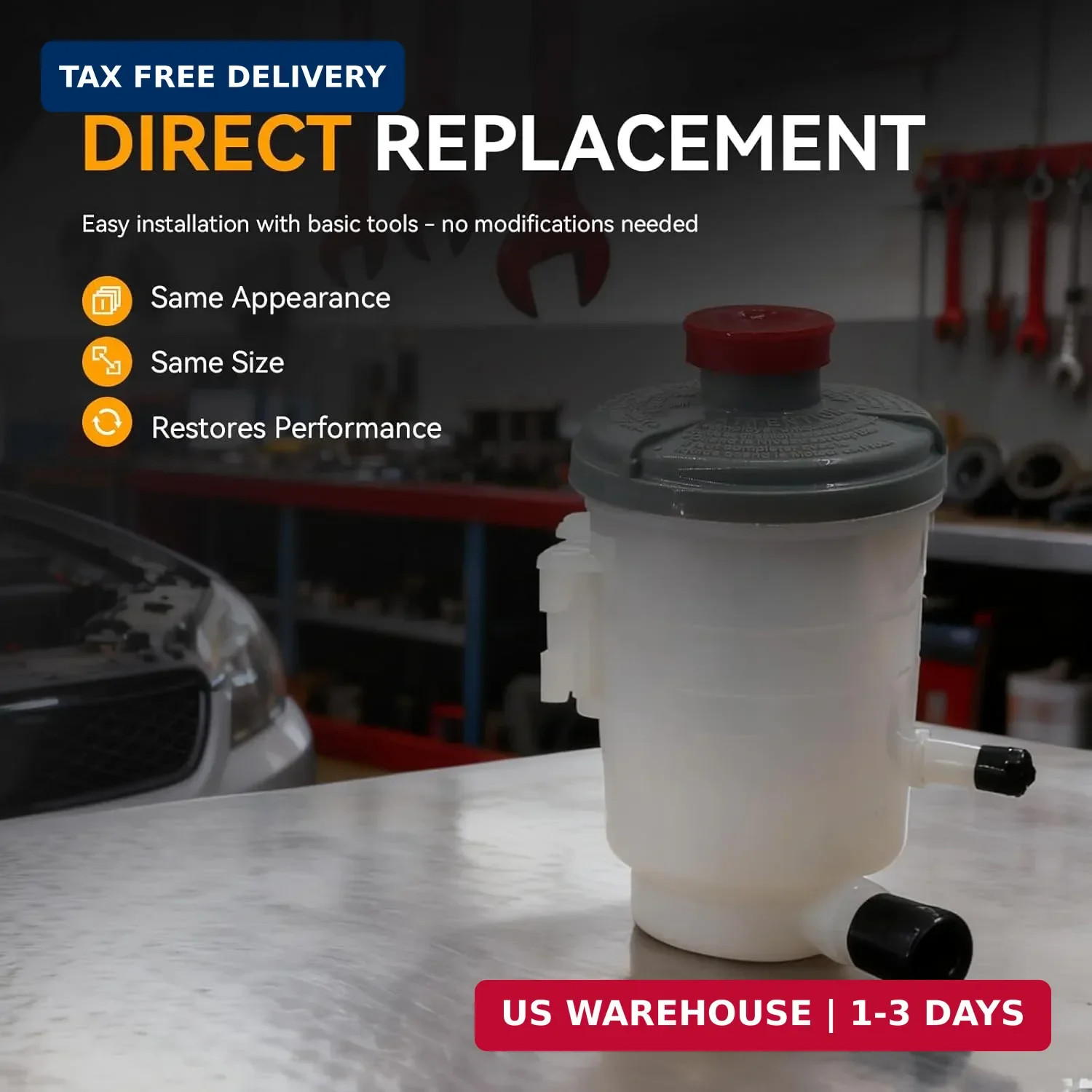 Power Steering Reservoir Tank with Cap, Compatible with Honda Accord 2008-2012,