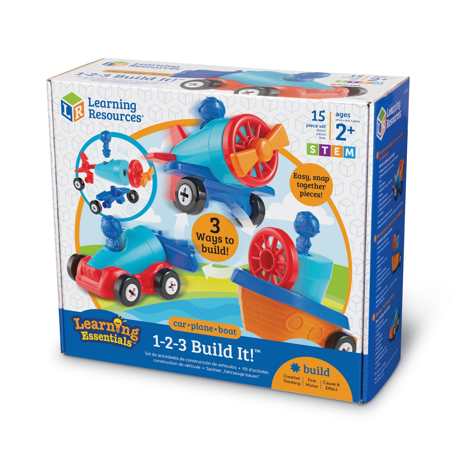 New – Learning Resources Learning Essentials – 1-2-3 Build It! Car-Plane-Boat