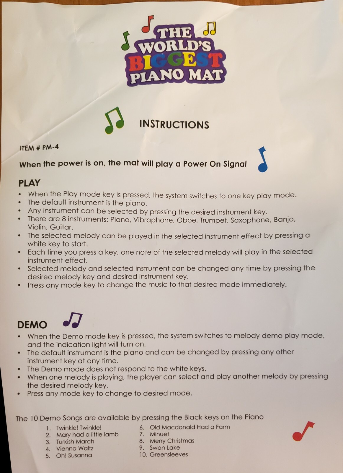 Piano Mat For Kids “World’s Biggest” SmartPlanet Big Step-On Play Mat Brand New
