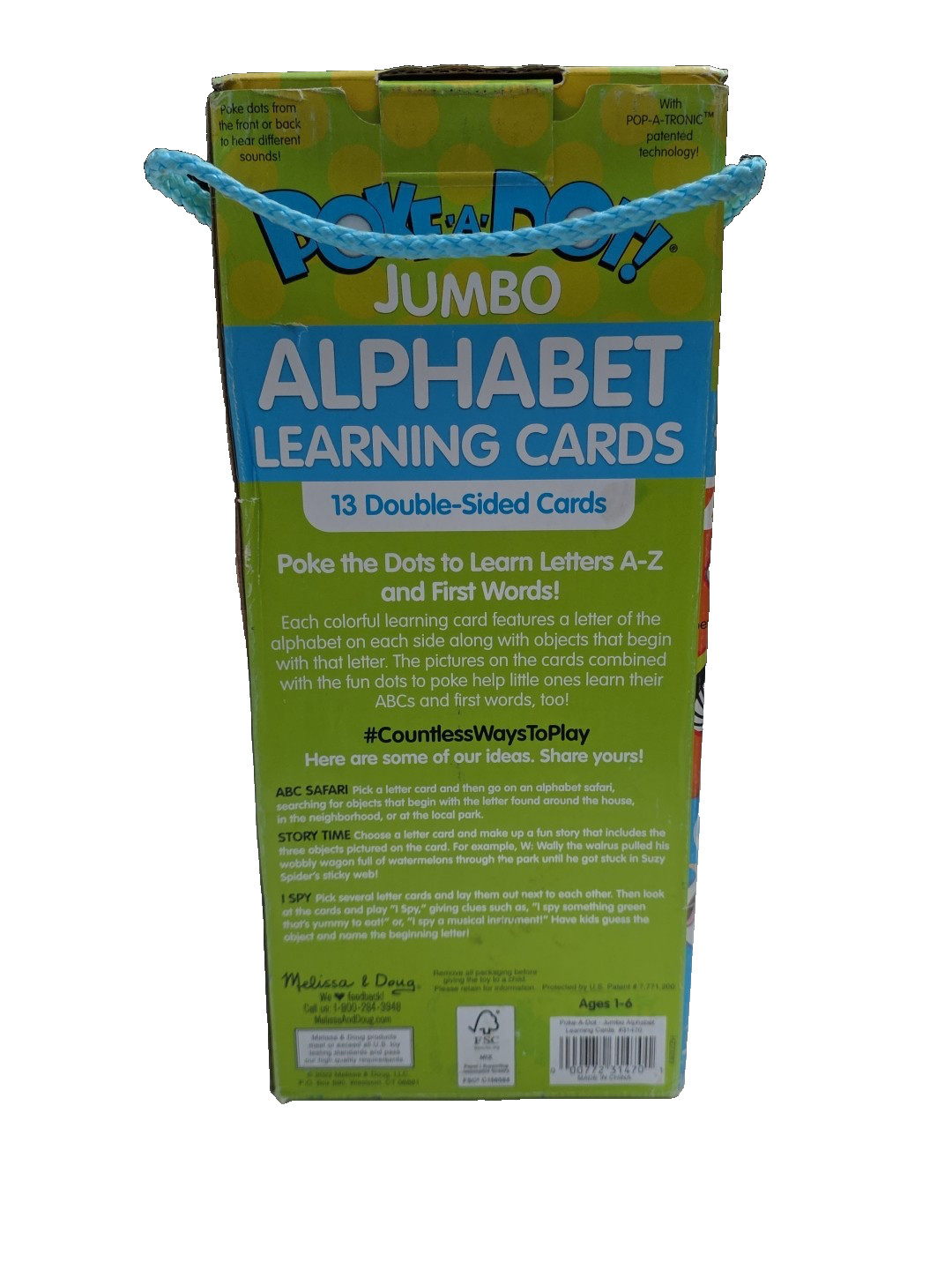 Melissa & Doug Poke-A-Dot Jumbo Alphabet Learning Cards Double-Sided Retail Wear