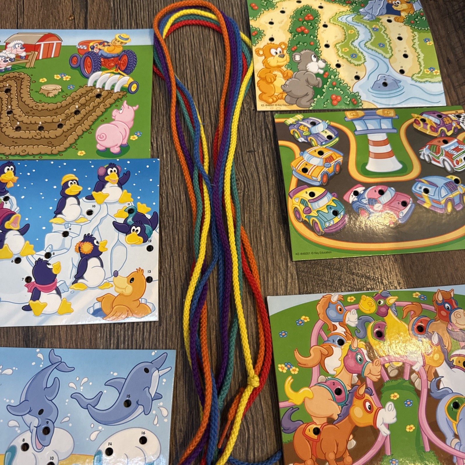 Key Education 6 Lacing Cards And 6 Laces Ages 3 And Up Learn To Lace Game