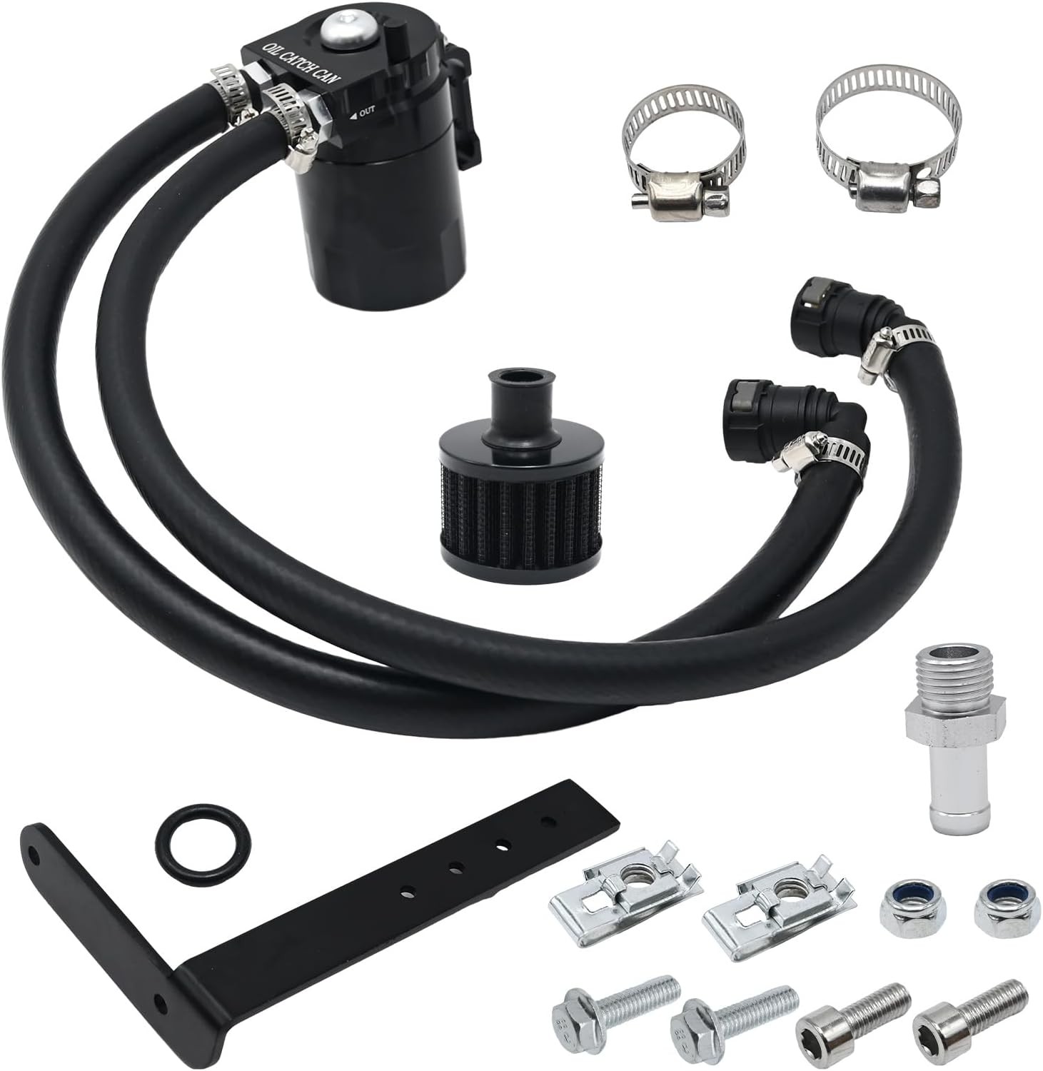 Oil Separator Reservoir Tank Engine Polish Baffled, 400ml Oil Catch Can Kit,