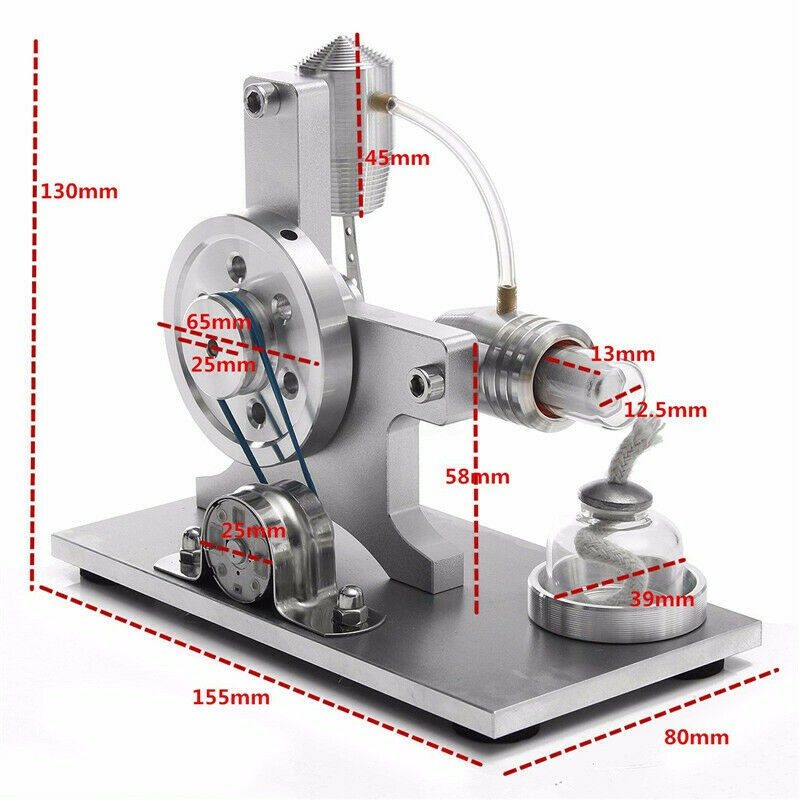 Silver Air Stirling Engine Motor Model Educational Steam Power School Physics k