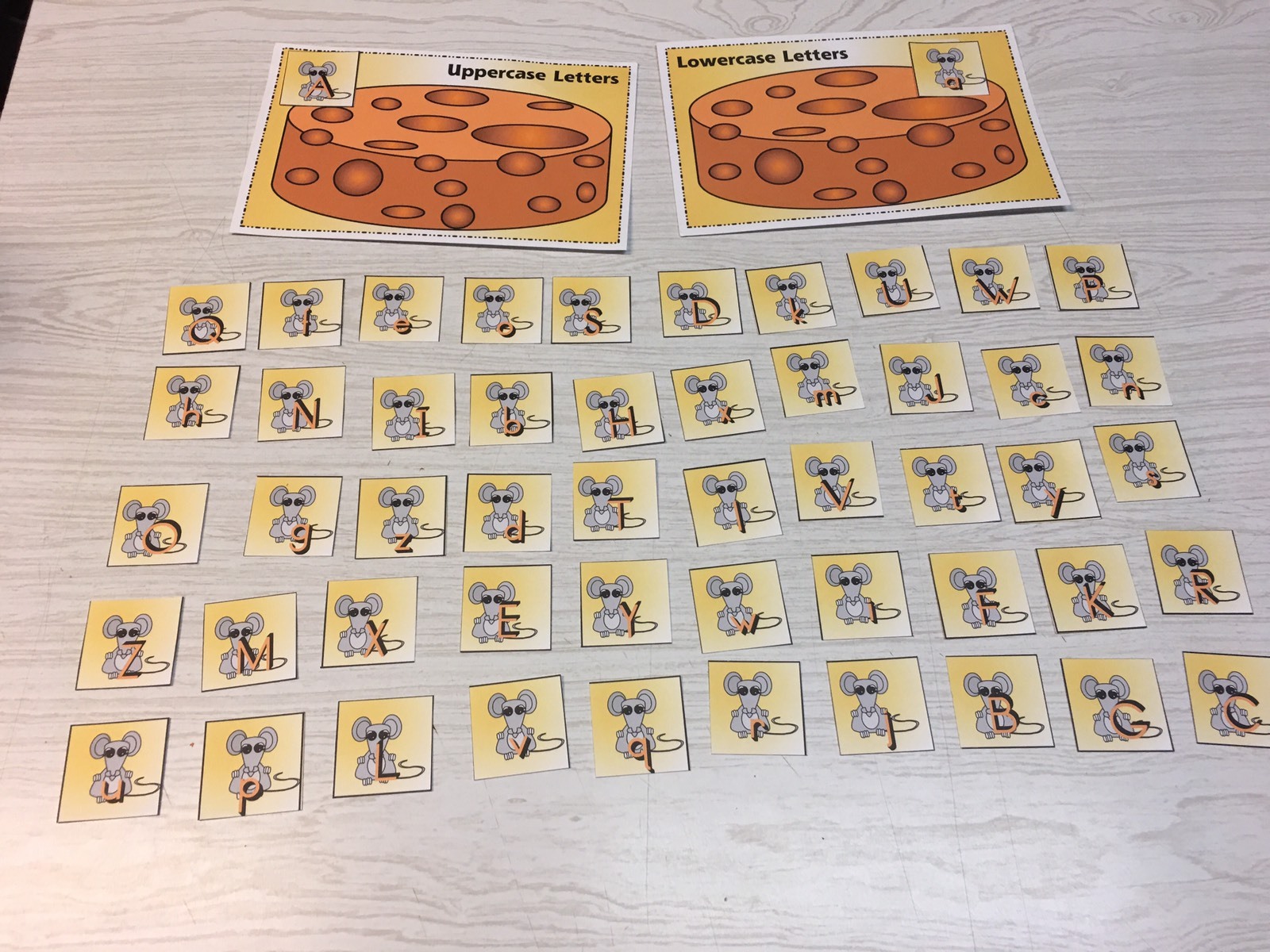 Upper And Lower Case Mouse Sort -Laminated Activity Cards Set