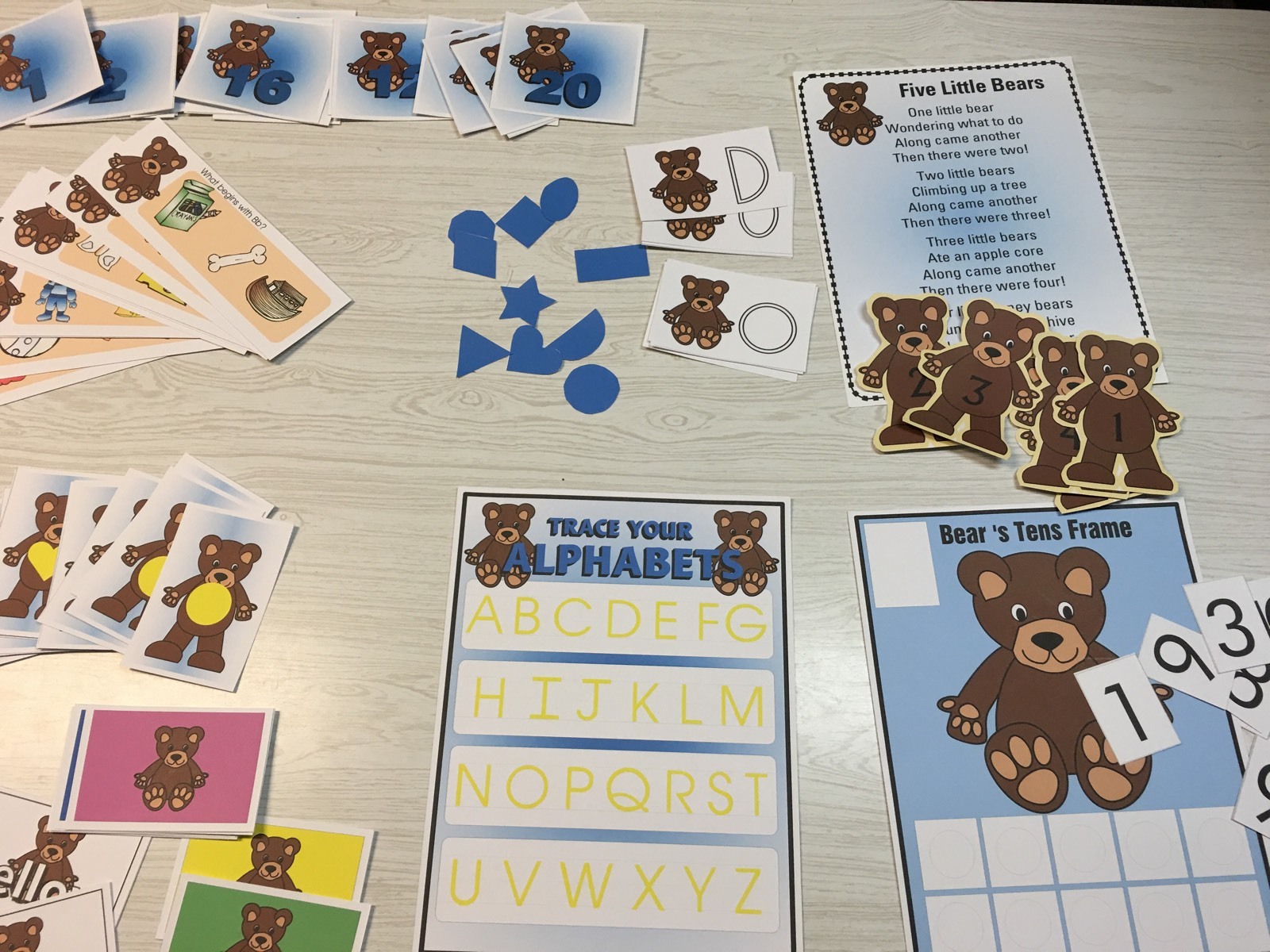 BEARS -THEMED Learning Activities Package – LAMINATED – Teaching supplies
