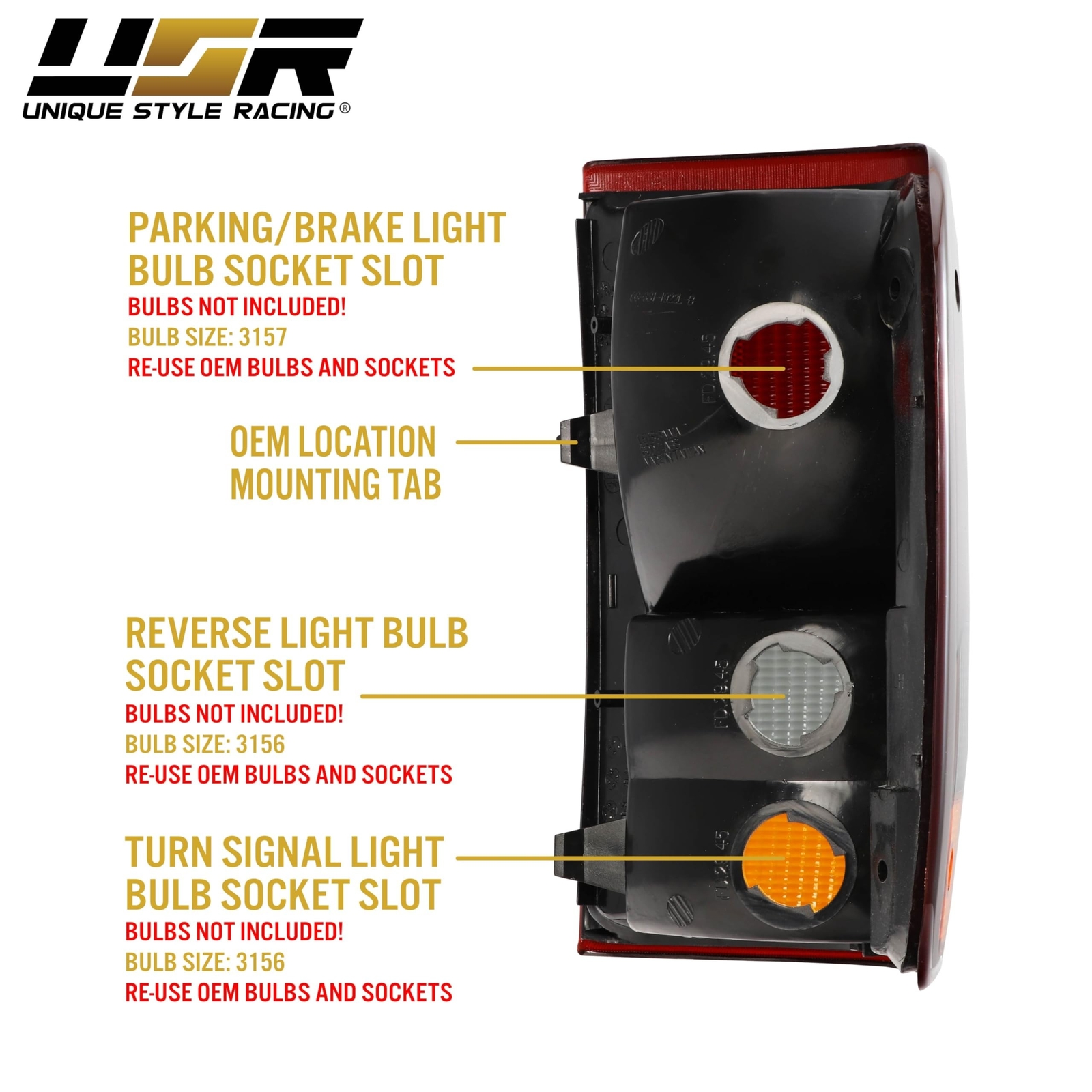 USR 93-97 Ranger Pick-Up Tail Light Set – SMOKED Tail Lamps Pair (Left + Righ…