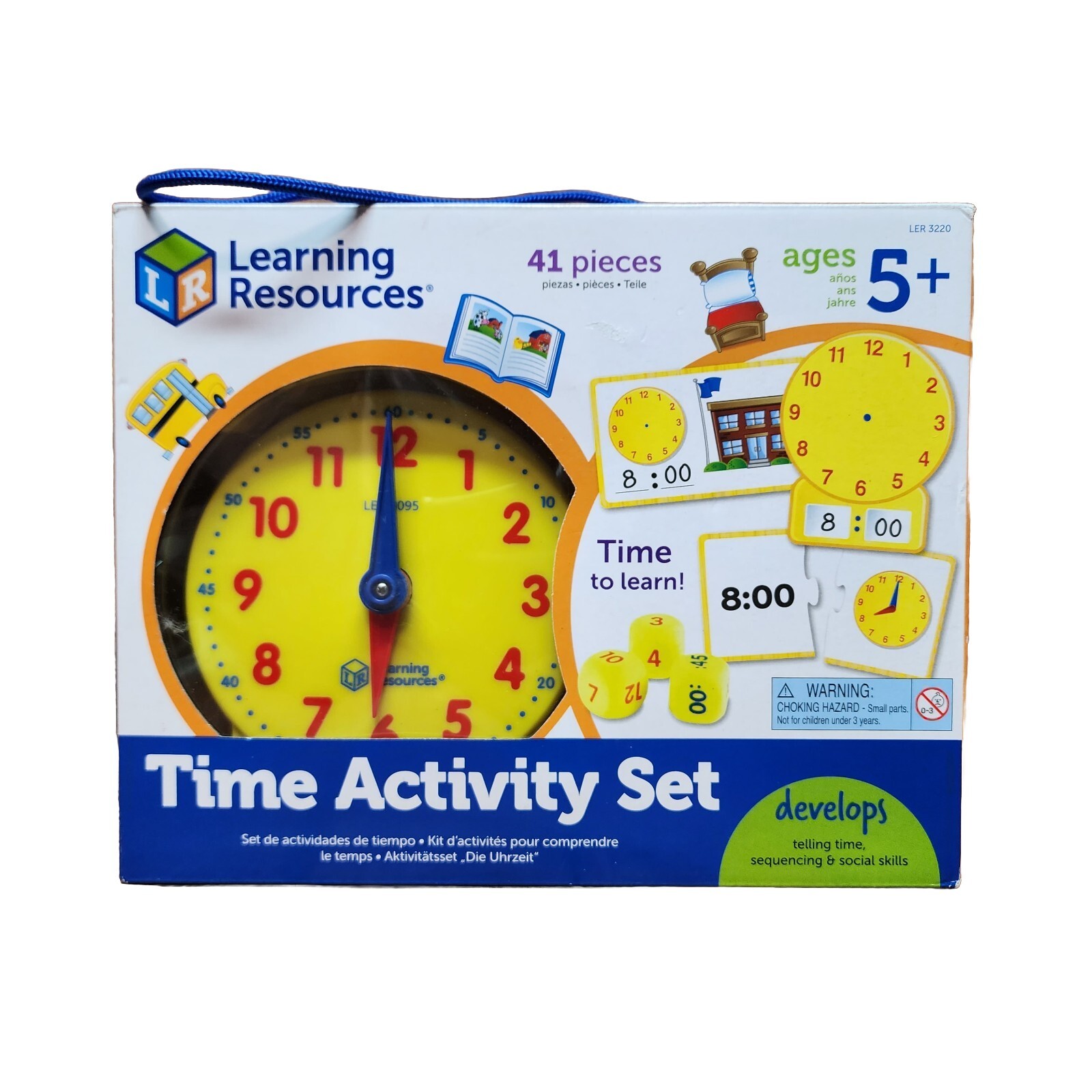 Learning Resources Time Activity Set – 41 Pieces, Ages 5+,Clock for Teaching Tim