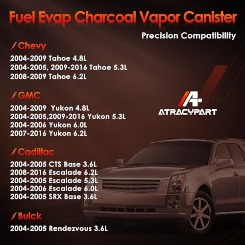 Evaporative Charcoal Canister, Compatible with 04-16 Chevy Tahoe & GMC Yukon,