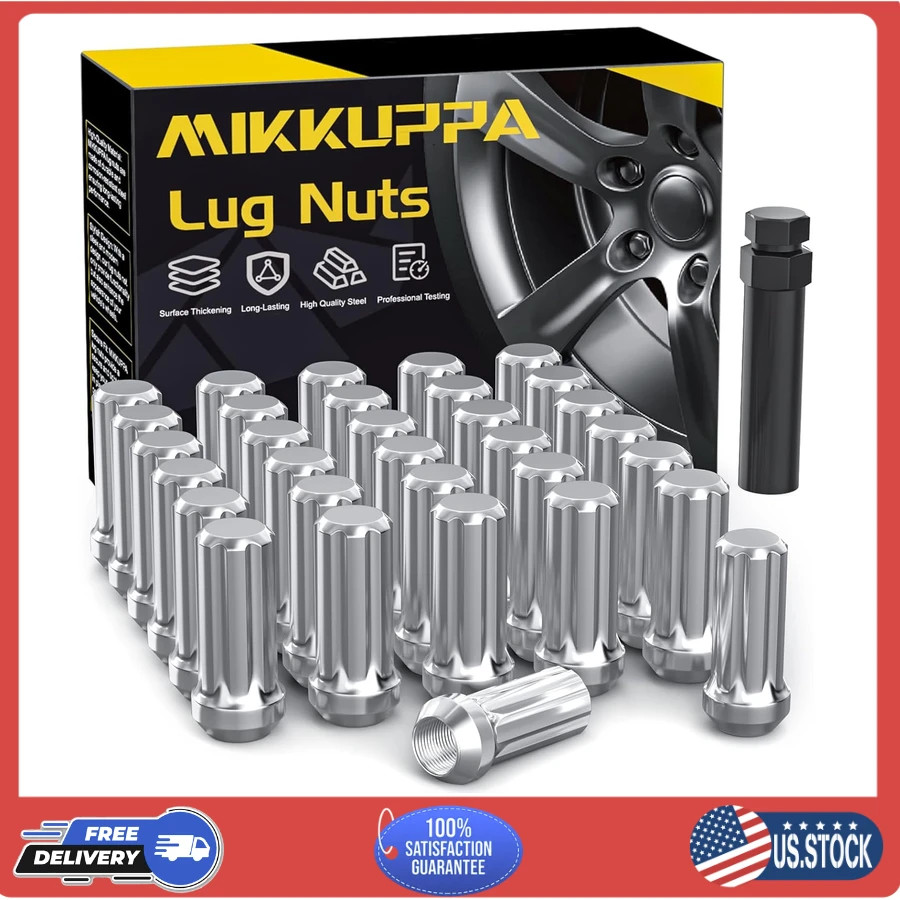 24pc M14x1.5 Chrome Lug Nuts for Chevy Silverado GMC Sierra 23mm Bulge Acorn