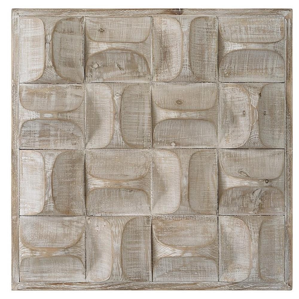 Bowery Hill Contemporary Fir Wood and MDF Wall Decor in Natural and Ivory