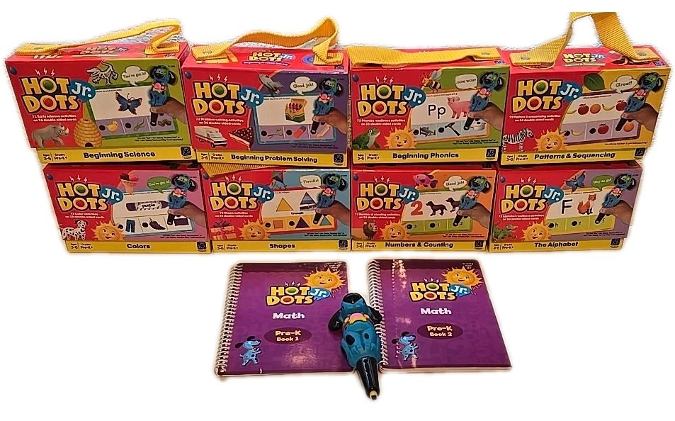 Educational Insights Hot dots Jr Lot Complete. Pre-K Math Shapes Phonics Colors