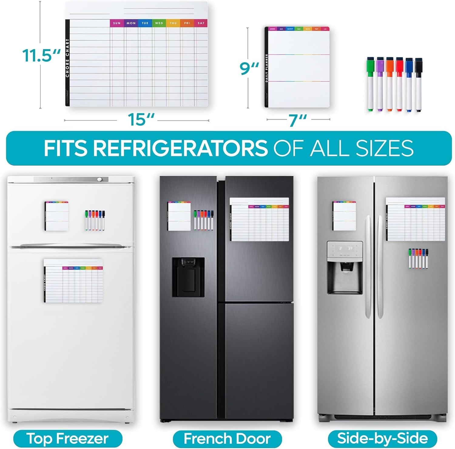 All-in-One Magnetic Chore & Meal Planner Charts – Multi-User Dry Erase Set