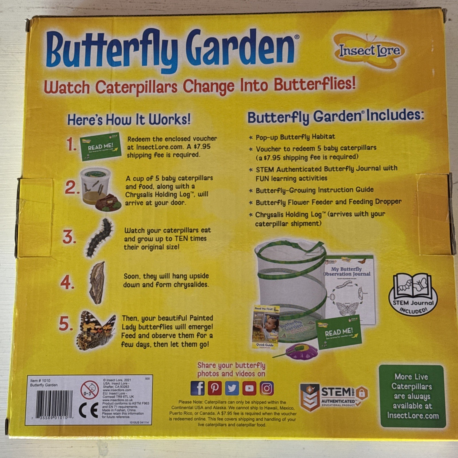 Insect Lore Butterfly Garden Pop Up Net Bug Habitat 1010 New