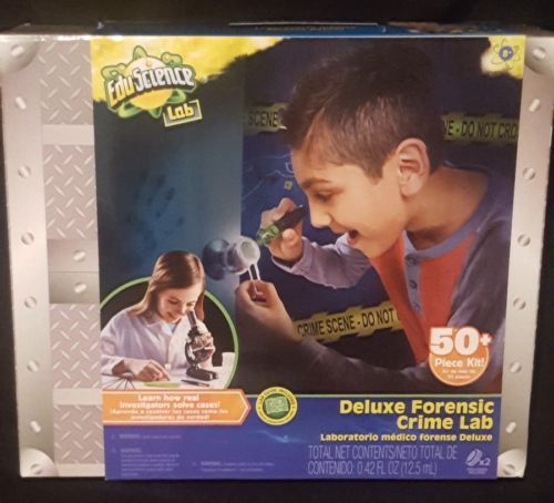 Edu Science Deluxe Forensic Crime Lab Kit 50+ Pieces w Microscope New Sealed