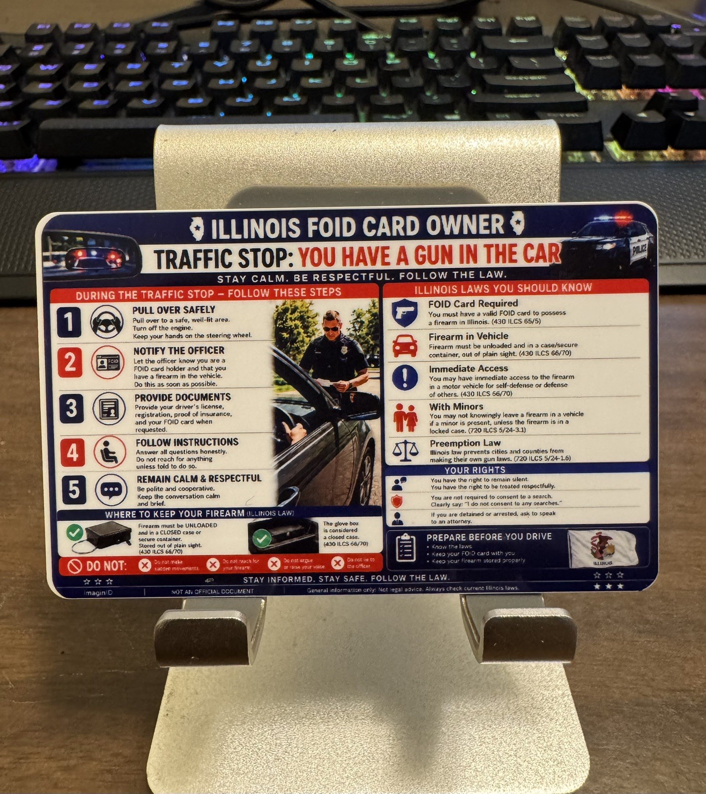 Custom FOID Traffic Stop Reminder Guide PVC Card – Wallet Size Novelty