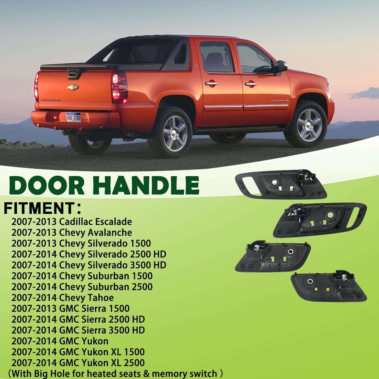 4pcs Interior Door Handles Front Rear Left &Right Side Black Compatible with