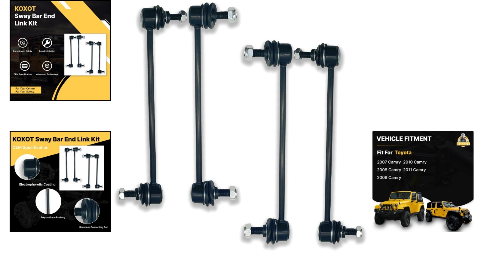 K750123 K750011 4Pcs Front & Rear Stabilizer Sway Bar Links Fit for Toyota Camry
