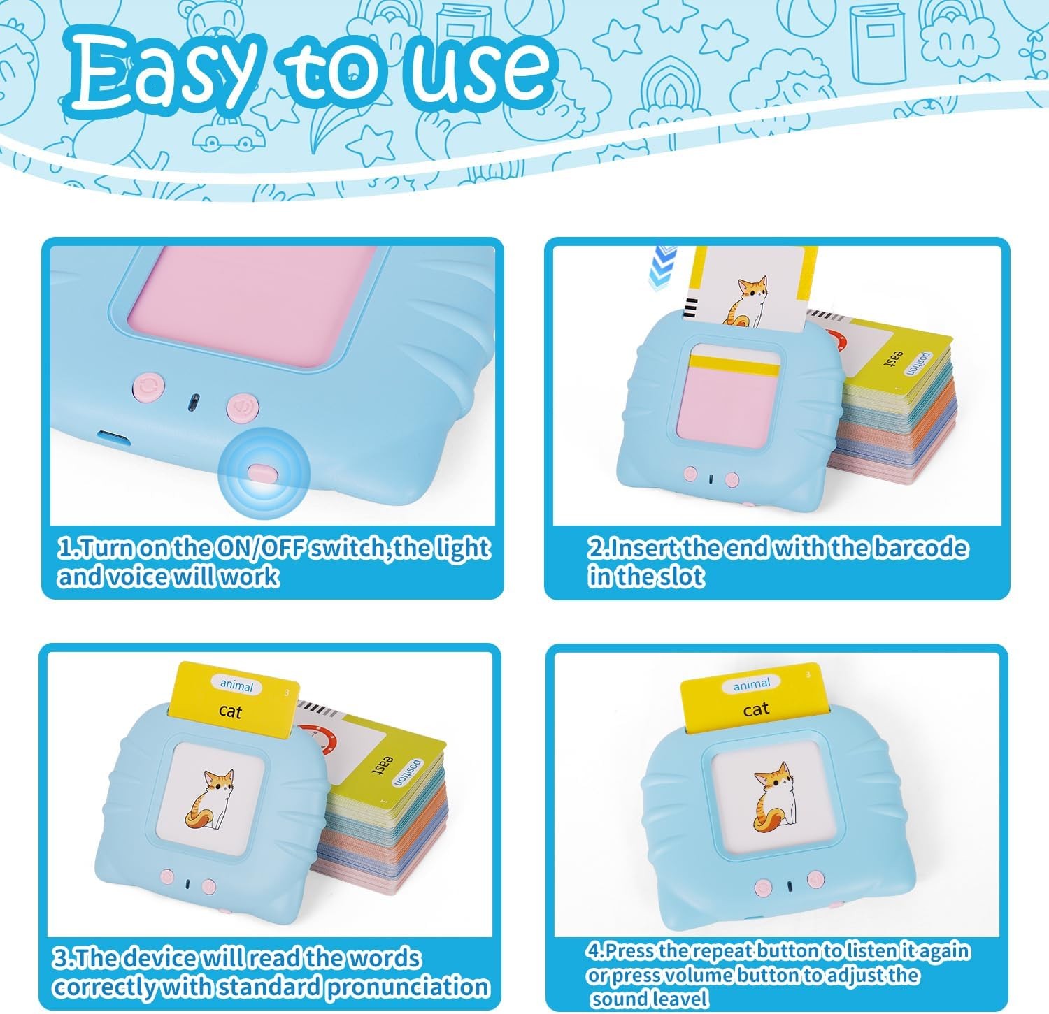 510 Sight Words Talking Flash Cards Toddler Toys Pocket Speech for Toddlers
