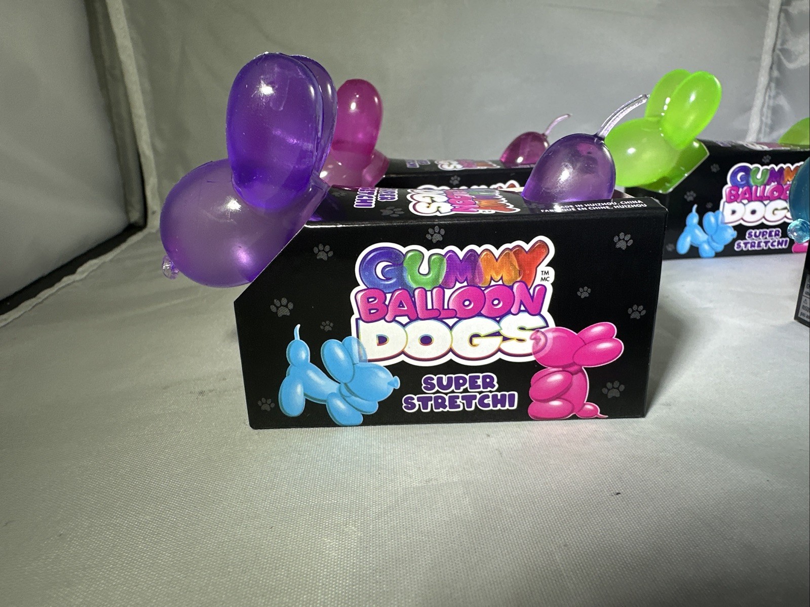 Gummy Balloon Dogs Super Stretchy Toy Blue Pink Purple Green Set Lot Of 4 Needoh
