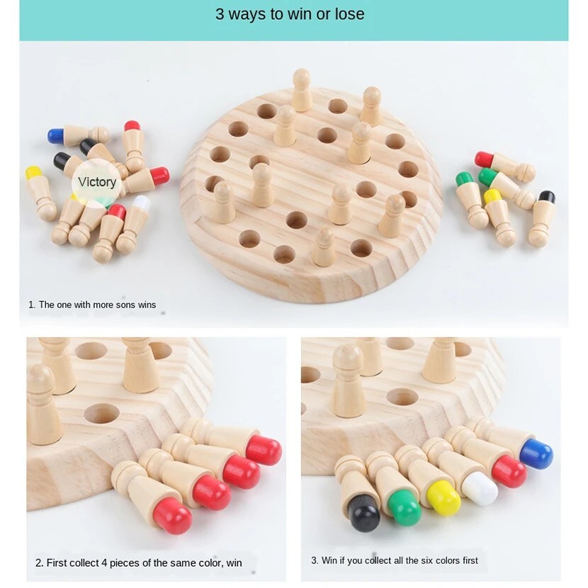 Wooden Memory Match Stick Chess Color Game Board Puzzle Kids Educational New Toy