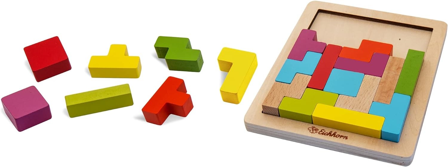 Eichhorn – Colourful Shape Game, Skill Game with 20 Stones in 5 Shapes, 21 Piece