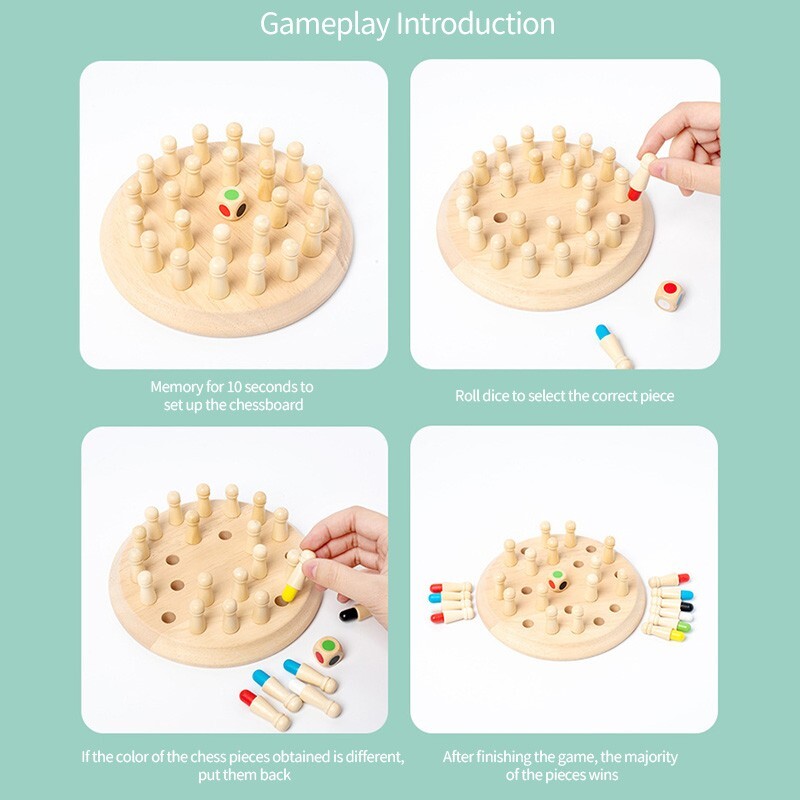 Wooden Memory Match Stick Chess Color Game Board Puzzle Kids Educational New Toy