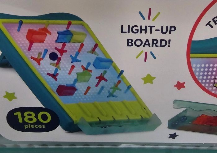 B. Toys Light-Up Marble Drop Illuminated Pegboard Color Changing 180 Pieces NIB