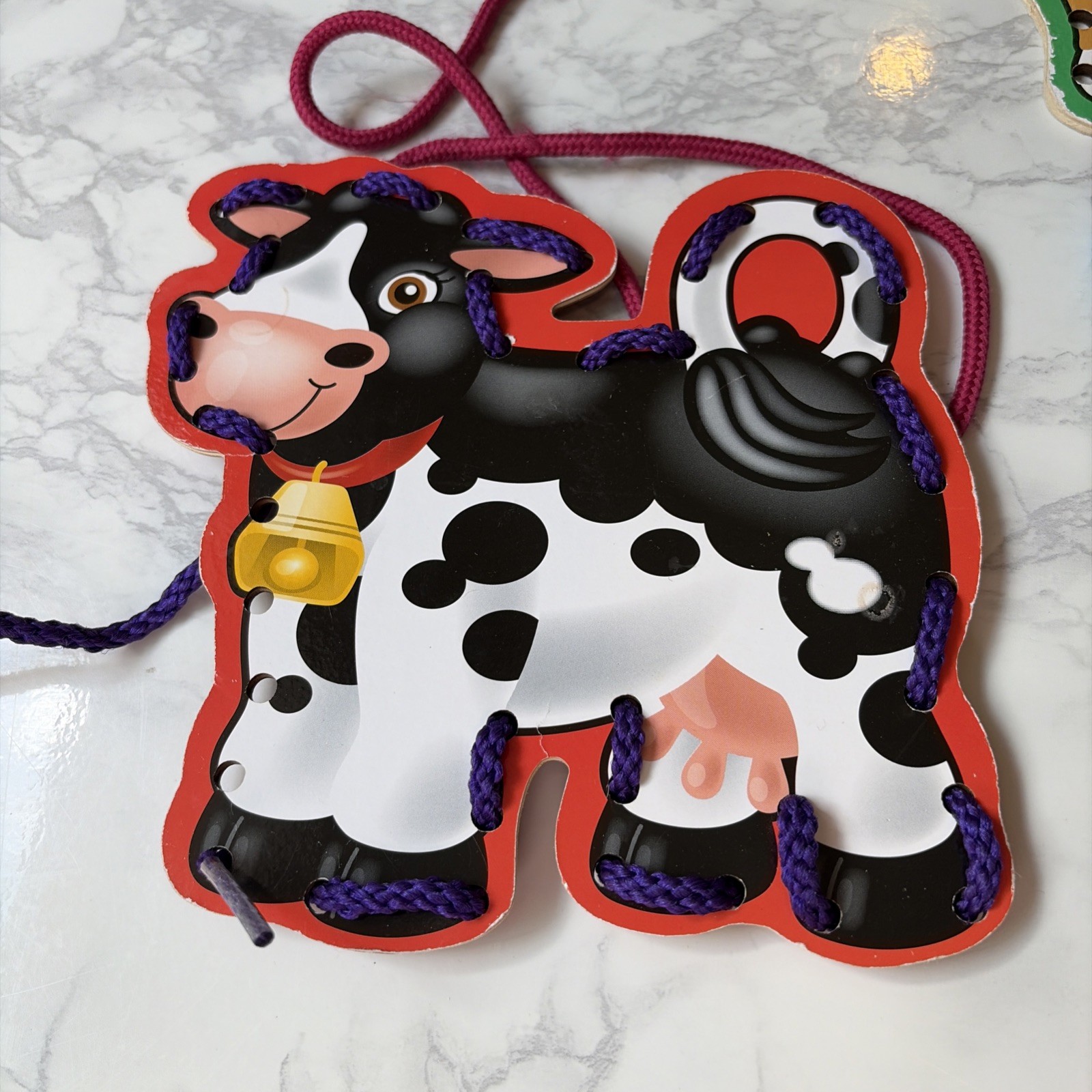 Melissa & Doug Farm Animal Lace & Trace Wooden Lacing Cards 8 Cards 4 Laces