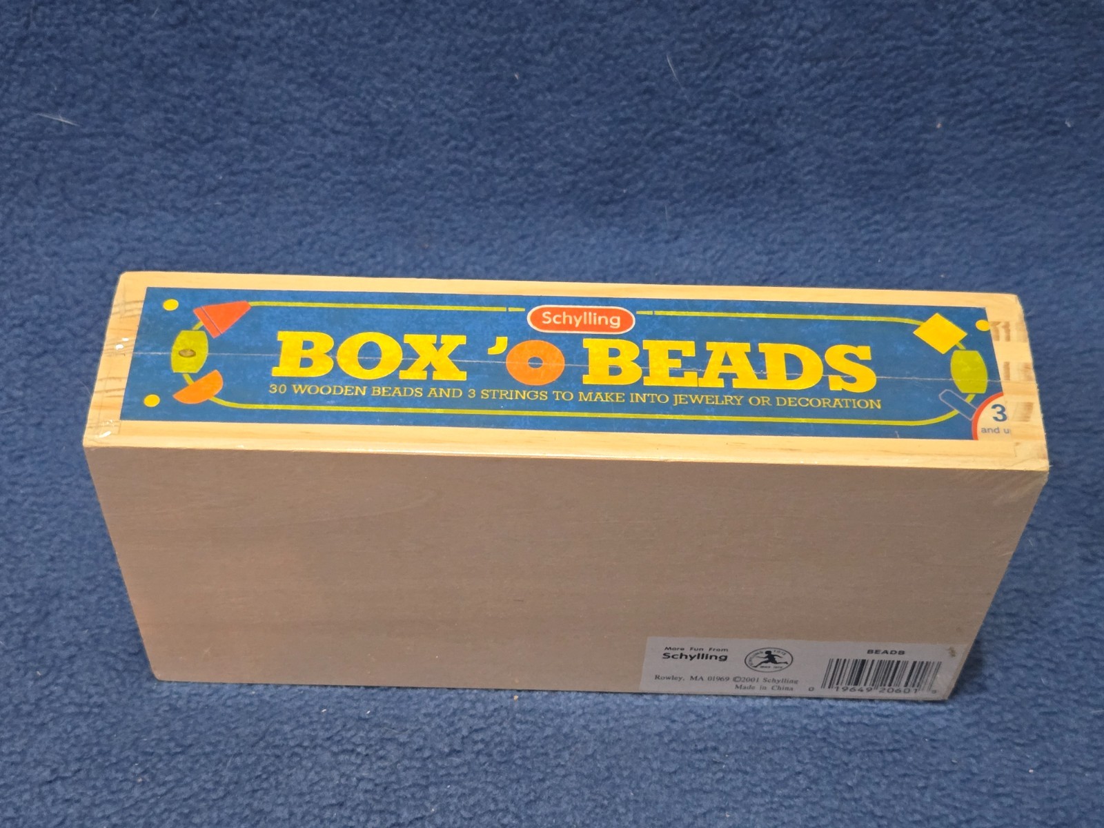 Schylling Box O’ Beads Wooden Bead Set 30 Beads + Strings Developmental Toddler